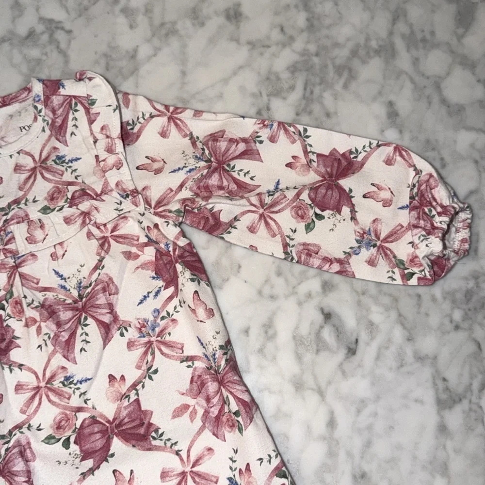 Posh Peanut Floral Pink Long Sleeve PJ Dress 2T